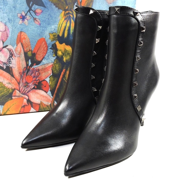 ALESSANDRO DI MARIA 🇮🇹 WOMEN BLACK LEATHER FASHION ANKLE BOOTIE - Picture 9 of 9